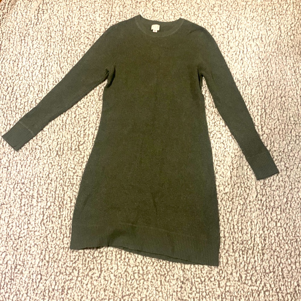 Army green knit sweater dress